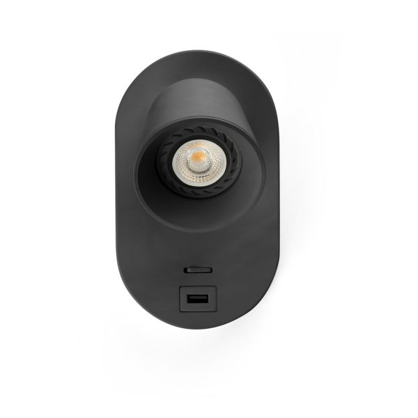 Спот Faro 40136N Corb W/Lamp  Black Gu10 + USB C