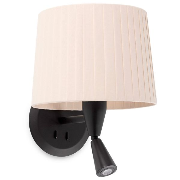 Kinkiet Faro 64309-35 SAMBA Black/ribbon beige wall lamp with reader