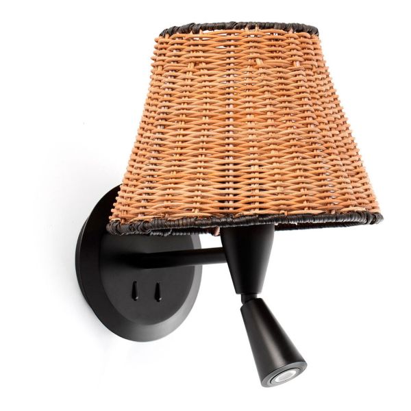 Kinkiet Faro 64309-71 SUMBA Black/rattan table lamp with reader