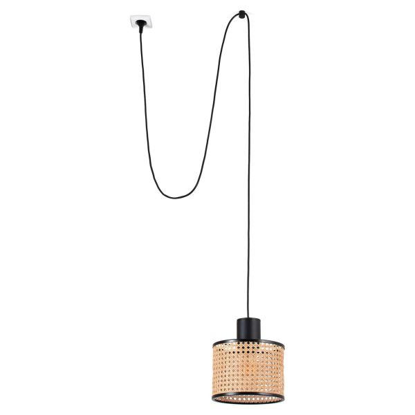 Lampa wisząca Faro 68604-47 MAMBO 210 Black/rattan pendant lamp with plug