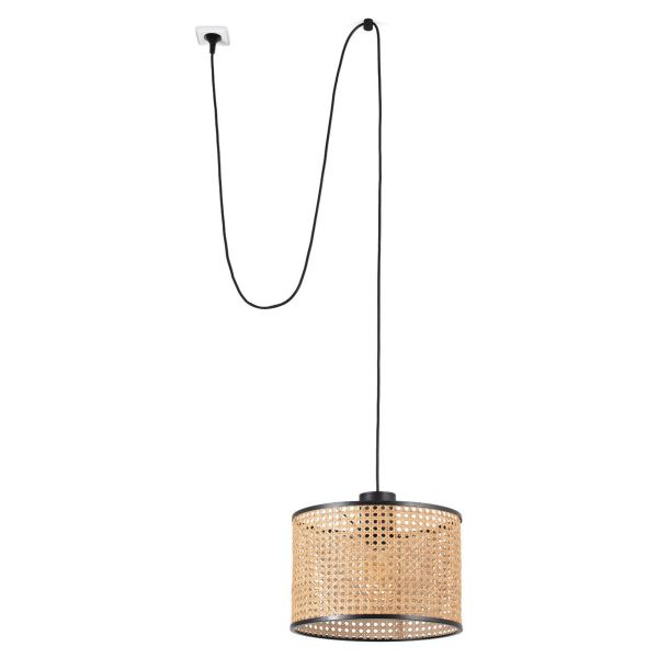 Підвісний світильник Faro 68604-48 MAMBO 320 Black/rattan pendant lamp with plug