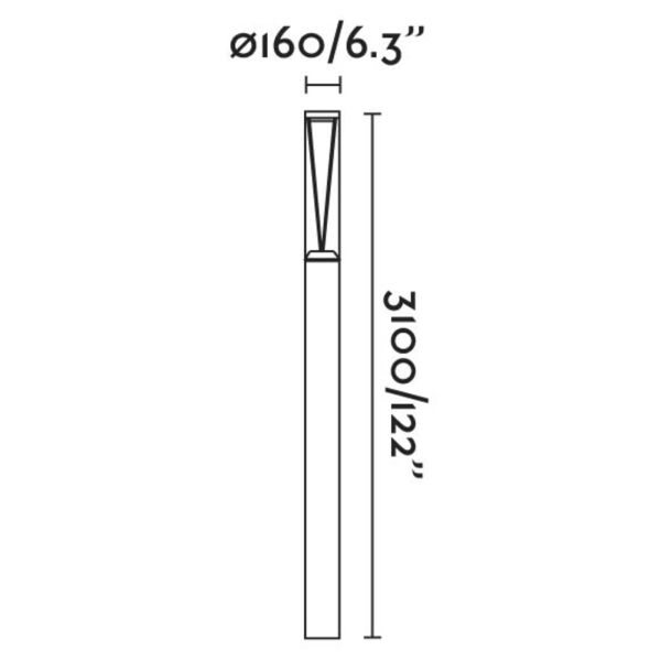 Wymiary produktu Faro 750212D RUSH 3100 Dark grey pole lamp 3.1M 3000K 180º DALI, rozmiary