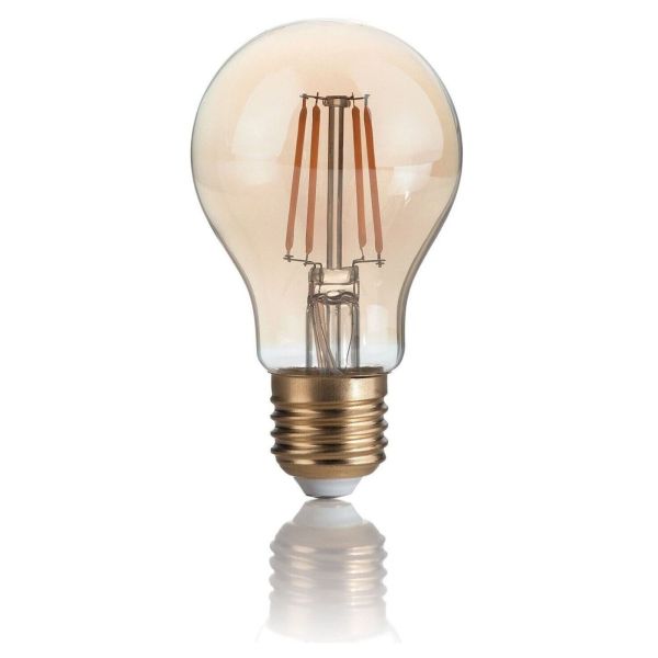 Лампа світлодіодна Ideal Lux 151687 потужністю 4W з серії LED Vintage. Типорозмір — A60 з цоколем E27, температура кольору — 2200K