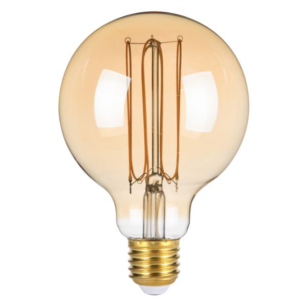 Żarówka ledowa kompatybilna ze ściemniaczem Italux 454-G95-DIM-TH-AMB moc 4W. Rozmiar — G95 z gwintem E27, temperatura barwowa — 2200K