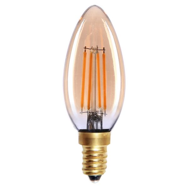 Żarówka ledowa kompatybilna ze ściemniaczem Italux 552-B35-DIM-AMB moc 4W. Rozmiar — B35 z gwintem E14, temperatura barwowa — 2200K