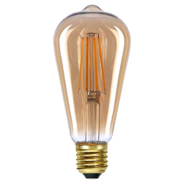 Żarówka ledowa kompatybilna ze ściemniaczem Italux 757-ST64-3DM-AMB moc 6W. Rozmiar — ST64 z gwintem E27, temperatura barwowa — 2200K