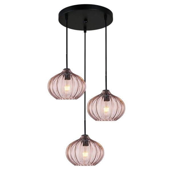 Lampa wisząca Italux PND-2940-3AS-BK-CF Pansol