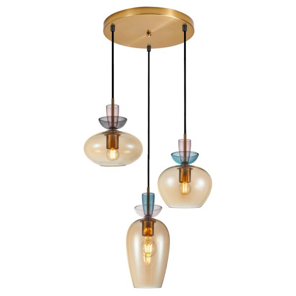 Lampa wisząca Italux PND-31882-3A-GD-AMB Fanda