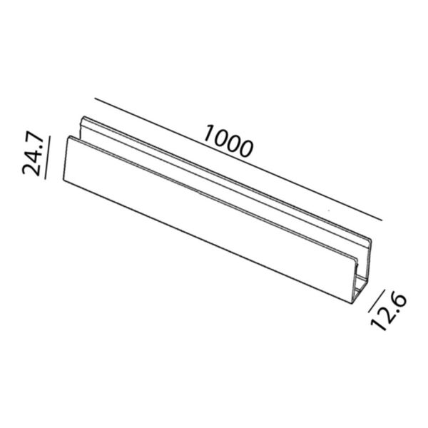 Профіль 1 метр LTX 11.S1000.ALU Profile for installation Neon Strip FLEXY 48, L1000mm, H12.6mm, H24.7mm, aluminum