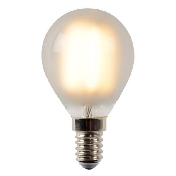 Лампа світлодіодна  сумісна з димером Lucide 49022/04/67 потужністю 4W з серії Led bulb. Типорозмір — P45 з цоколем E14, температура кольору — 2700K