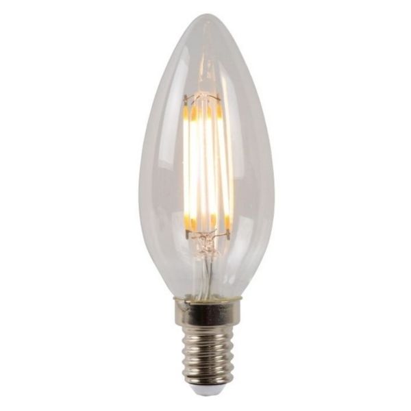 Лампа світлодіодна  сумісна з димером Lucide 49023/04/60 потужністю 4W з серії Led bulb. Типорозмір — C35 з цоколем E14, температура кольору — 2700K