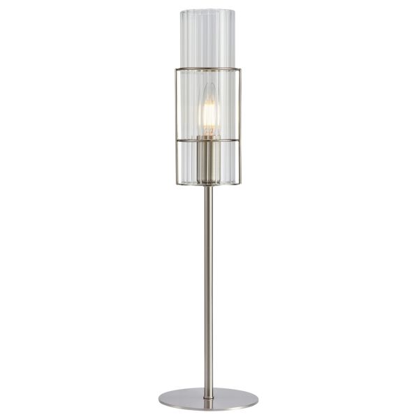 Lampa stołowa Markslojd 108557 Tubo Table 1l 50cm Satin Nickel/clear