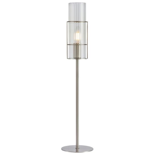 Lampa stołowa Markslojd 108558 Tubo Table 1l 65cm Satin Nickel/clear