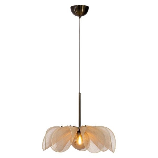 Żyrandol Markslojd 108659 Styrka Pendant 1l 63cm Beige/ Antique Brass/amber