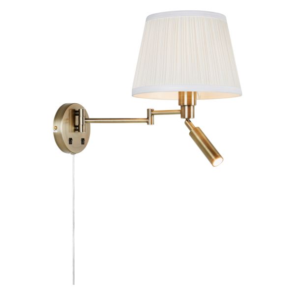 Kinkiet Markslojd 109017 PIVOT Wall 2L Offwhite/Antique Brass