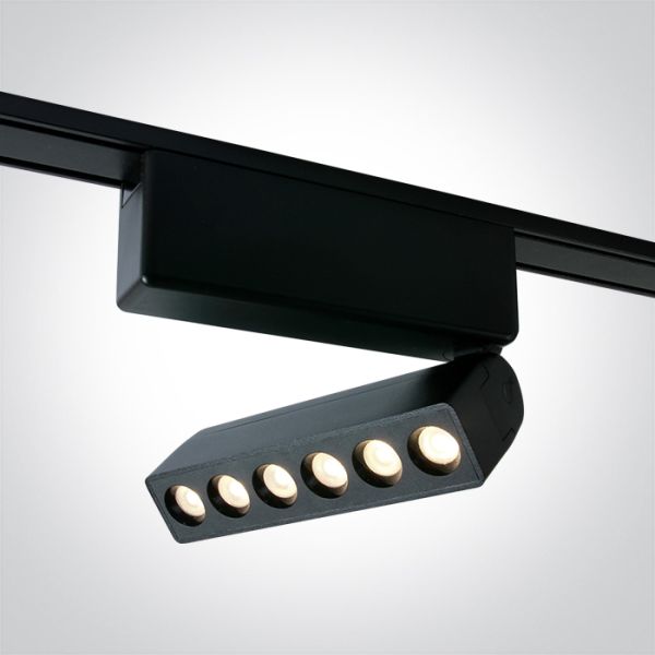 Lampa szynowa magnetyczna One Light 43106FA/B/V Black 6W CCTV 48V IP20 Adjustable Flat Magnetic