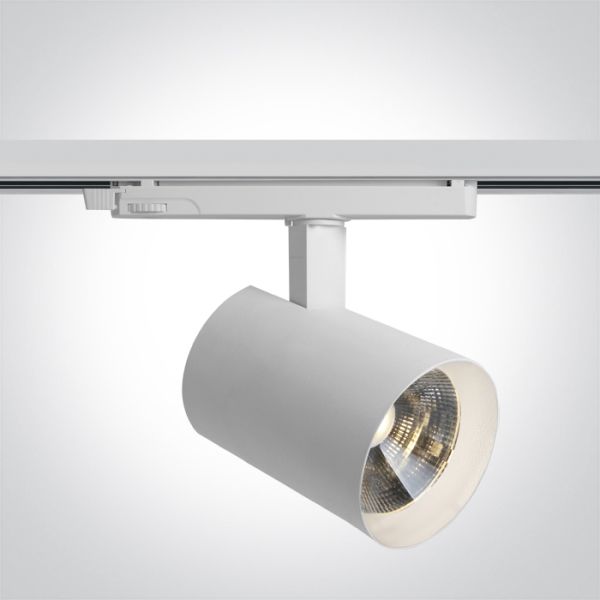 Трековий світильник One Light 65670CTT/W/V White 40W CCTV Track Spot 230V TRIAC Dimmable