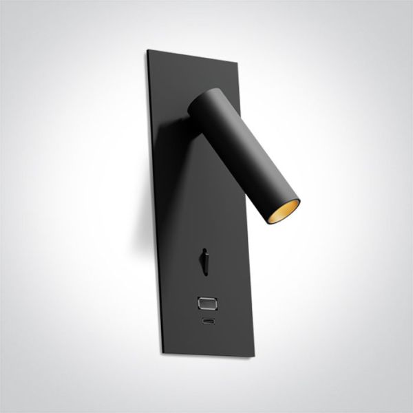 Kinkiet One Light 65746RA/B/W Black Recessed Spot 3W WW IP20 USB + TYPE C 230V