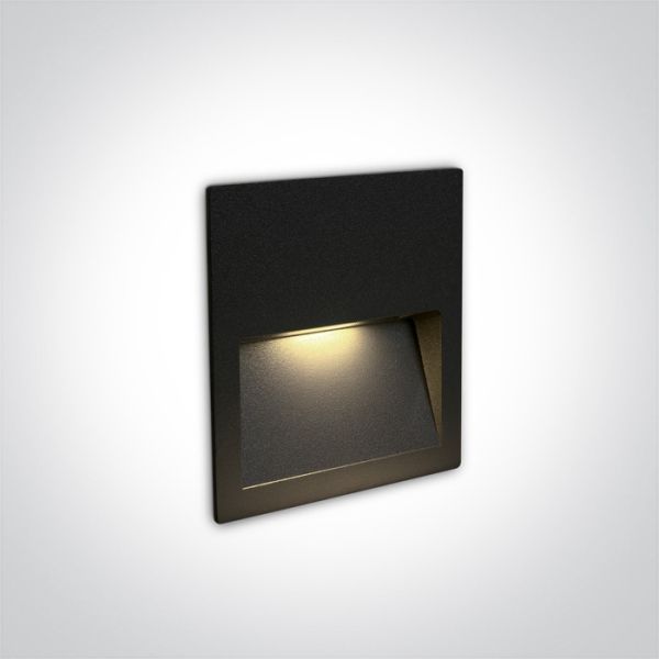 Lampa ścienna One Light 68068A/B/V Black Wall Recessed 3W CCTV IP65 Dark Light 230V
