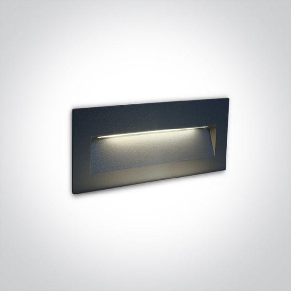 Lampa ścienna One Light 68068B/AN/V Anthracite Wall Recessed 6W CCTV IP65 Dark Light 230V