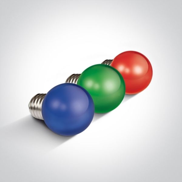 Лампа світлодіодна One Light 9G01/GR/E потужністю 0.5W з серії G45 LED Ball Lamps. Типорозмір — G45 з цоколем E27, температура кольору — Green