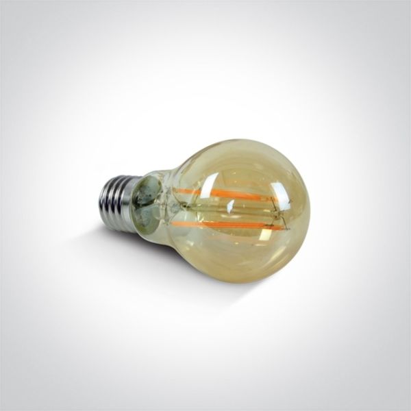 Лампа світлодіодна  сумісна з димером One Light 9G03RAD/A/E потужністю 6.5W з серії Retro Amber Lamps LED Dimmable. Типорозмір — A60 з цоколем E27, температура кольору — 2200K