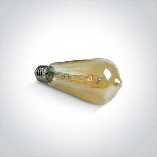 Żarówka ledowa  kompatybilna ze ściemniaczem One Light 9G04RAD/A/E moc 7W z serii Retro Amber Lamps LED Dimmable z gwintem E27, temperatura barwowa — 2200K