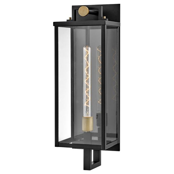 Kinkiet Quintiesse QN-CATALINA-L Hinkley Catalina Catalina 1 lt Large Wall Lantern Black with Burnished Bronze accents