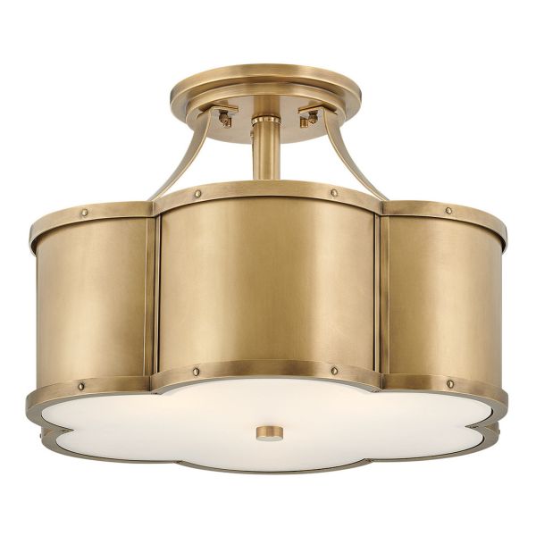 Żyrandol Quintiesse QN-CHANCE-SF-M-HB Hinkley Chance Chance 3 lt Medium Semi-Flush Heritage Brass