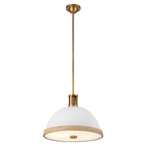 Lampa wisząca Quintiesse QN-DORAL-P-M-WHT Alora Doral Doral 2 lt Pendant Matte White/Vintage Brass