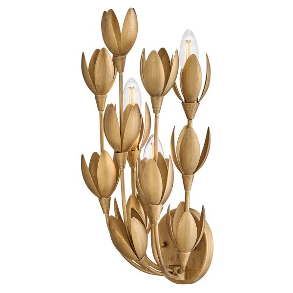 Kinkiet Quintiesse QN-FLORA-3W-GD Hinkley Flora Flora 3 lt Wall Light Burnished Gold
