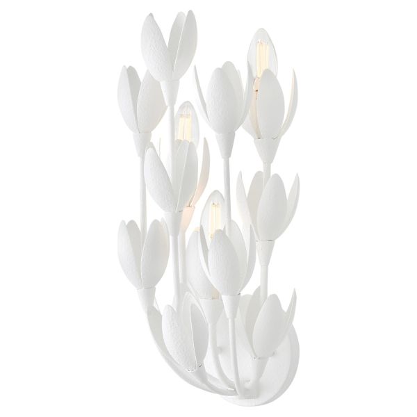 Kinkiet Quintiesse QN-FLORA-3W-WHT Hinkley Flora Flora 3 lt Wall Light Textured Plaster