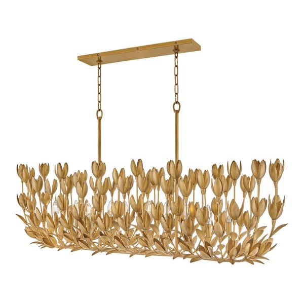 Żyrandol Quintiesse QN-FLORA10-GD Hinkley Flora Flora 10 lt Linear Chandelier Burnished Gold
