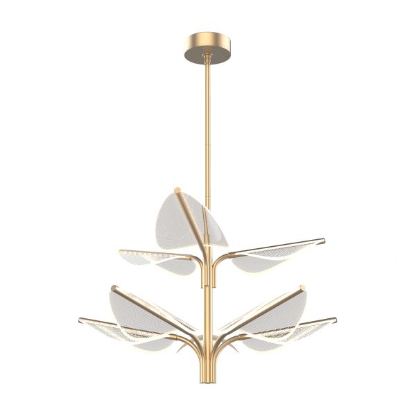 Żyrandol Quintiesse QN-FLORIANA-8P-L-NBR Alora Floriana Floriana 8 Leaf LED Chandelier Large Natural Brass