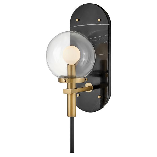 Kinkiet Quintiesse QN-GILDA-WB1-BK Hinkley Gilda Gilda 1 lt Wall Light Black with Heritage Brass accents