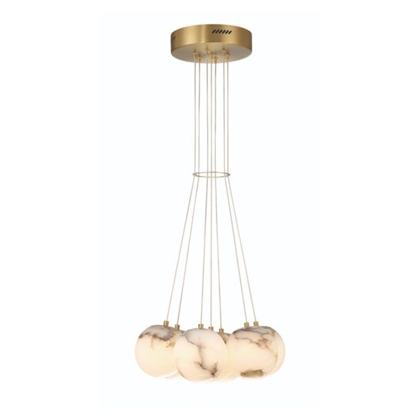 Підвісний світильник Quintiesse QN-KEPLER-7P-BG Eurofase Kepler Kepler 7 Lt Alabaster cluster Pendant Gold