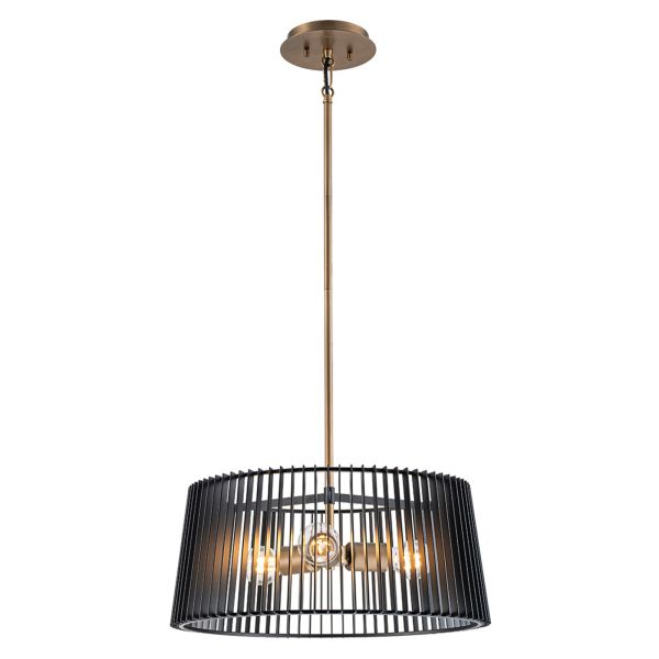 Lampa wisząca Quintiesse QN-LINARA-3P-BK Kichler Linara Linara 3 lt Pendant Black & Natural Brass