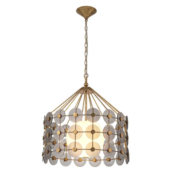 Lampa wisząca Quintiesse QN-MERIDIAN-3P-DG Meridian 3 lt Pendant Distressed Gold & Smoked Glass