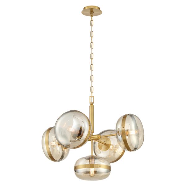 Żyrandol Quintiesse QN-NOTTINGHAM-5P-AB Eurofase Nottingham Nottingham 5 Lt Pendant chandelier Antique Brass