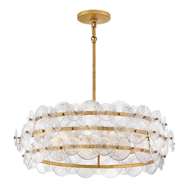 Żyrandol Quintiesse QN-RENE-6P-DSB Hinkley Rene Rene 6 lt Drum Chandelier Distressed Brass