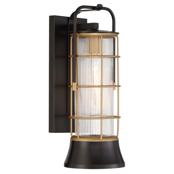 Kinkiet Quintiesse QN-RIVAMAR-M-BLK-GD Eurofase Rivamar Rivamar 1 Lt Outdoor Wall Light Medium Black and Gold