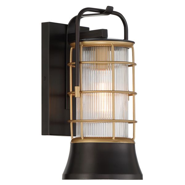 Kinkiet Quintiesse QN-RIVAMAR-S-BLK-GD Eurofase Rivamar Rivamar 1 Lt Outdoor Wall Light Small Black and Gold