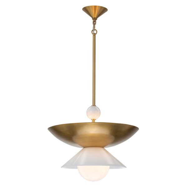 Lampa wisząca Quintiesse QN-SAUCER-4P-L-AB-OPAL Saucer 4 lt Large Pendant Aged Brass
