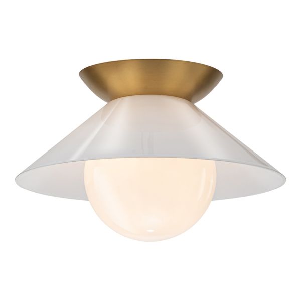 Żyrandol Quintiesse QN-SAUCER-FM-AB-OPAL Saucer 1 lt Flush Aged Brass