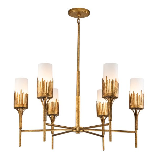 Люстра Quintiesse QN-SAWGRASS-6-DG-O Sawgrass 6 lt Chandelier Gold Leaf with Antique Glaze