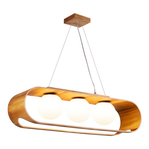Lampa wisząca Quintiesse QN-SFERA-3P-TEAK Accord Sfera Sfera 3lt Linear Pendant Light Teak Veneer