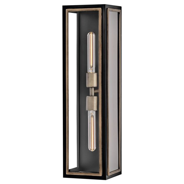 Kinkiet Quintiesse QN-SHAW-2M-BK Hinkley Shaw Shaw 2 lt Wall Lantern Black with Burnished Bronze accents