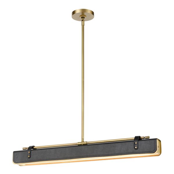 Lampa wisząca Quintiesse QN-VALISE-LP80-VBS-TL Alora Valise Valise LED Linear Pendant Vintage Brass/Tuxedo Leather