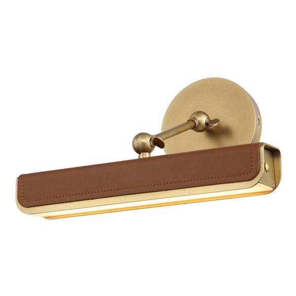 Oświetlenie obrazów Quintiesse QN-VALISE-PL-S-VBS-CL Alora Valise Valise Picture Small LED Picture Light Vintage Brass/Cognac Leather