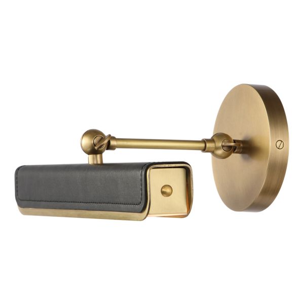 Підсвітка для картин Quintiesse QN-VALISE-PL-S-VBS-TL Alora Valise Valise Picture Small LED Picture Light Vintage Brass/Tuxedo Leather